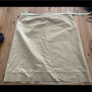 Tan Laura Petite Skirt size 16 cute button detail straight slight a-line pencil